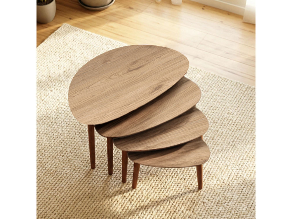 Satztisch (4 Teile) aus Holz "Nora" 68 x 45 x 55 cm - Eiche