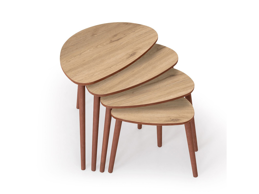 Satztisch (4 Teile) aus Holz "Nora" 68 x 45 x 55 cm - Eiche