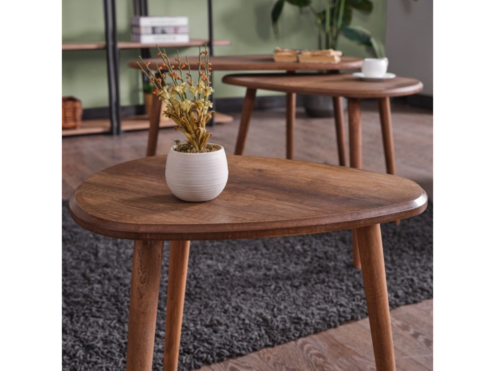 Couchtisch-Set aus Holz "Alvin" 80 x 52 x 50 cm - Walnussholz