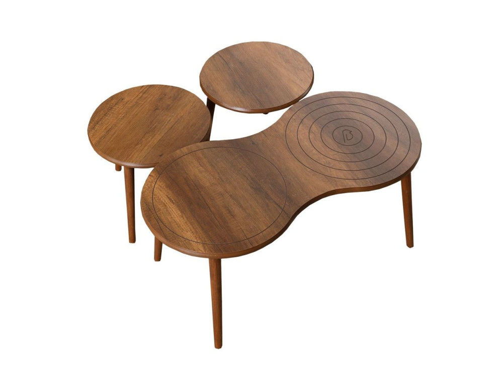 Couchtisch-Set aus Holz "Marlo" 100 x 50 x 45 cm - Walnussholz