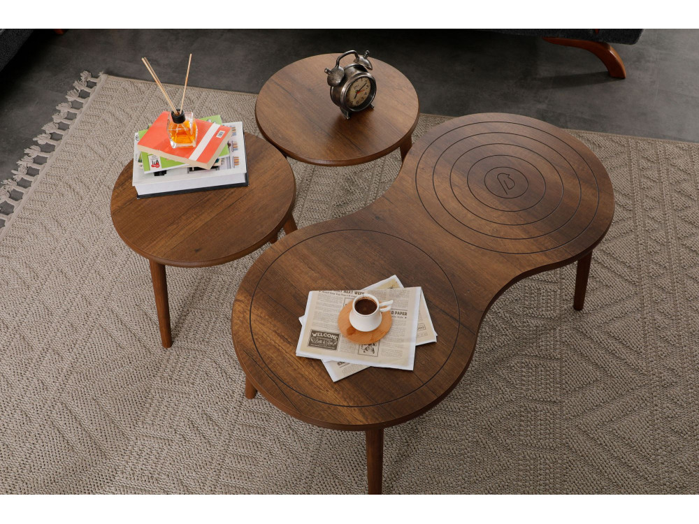 Couchtisch-Set aus Holz "Marlo" 100 x 50 x 45 cm - Walnussholz