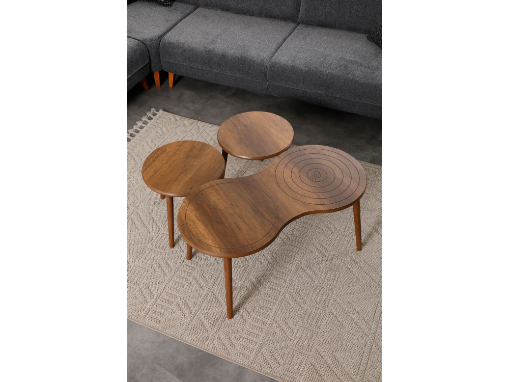 Couchtisch-Set aus Holz "Marlo" 100 x 50 x 45 cm - Walnussholz