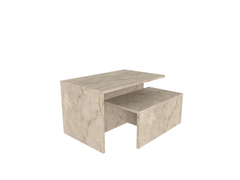 Ausziehbarer Tisch (2 Stück) aus Holz "Twins" 72 x 45 x 42 cm - Travertin
