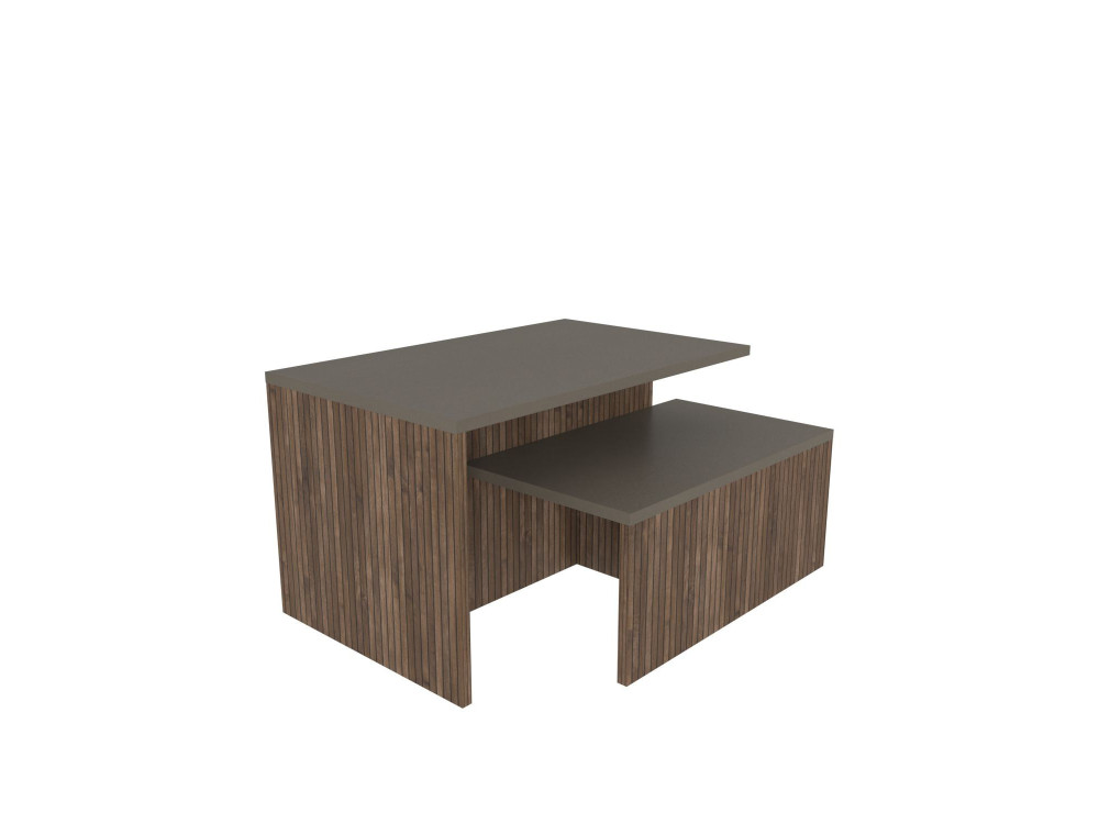 Ausziehbarer Tisch (2 Stück) aus Holz "Twins" 72 x 45 x 42 cm - Taupe