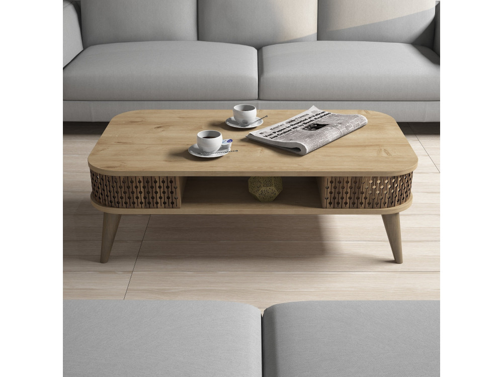 Couchtisch aus Holz "Eylul" - 105 x 60 x 34 cm - Braun