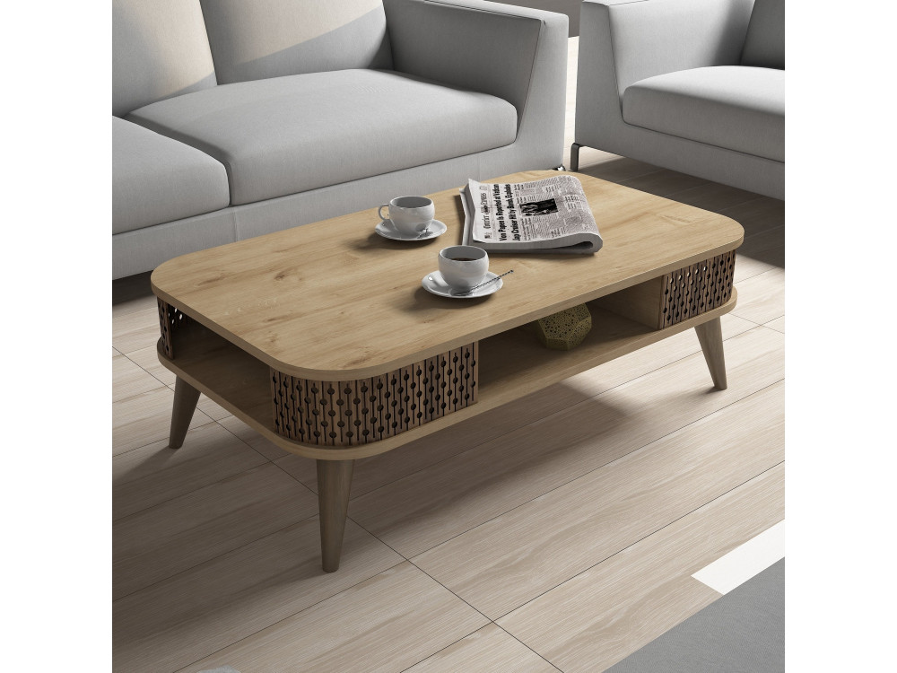 Couchtisch aus Holz "Eylul" - 105 x 60 x 34 cm - Braun