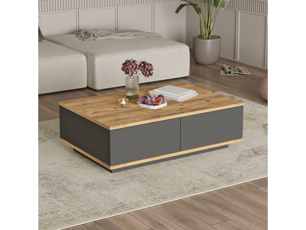 Couchtisch aus Holz "Frew" - 90 x 60 x 28 cm - Braun