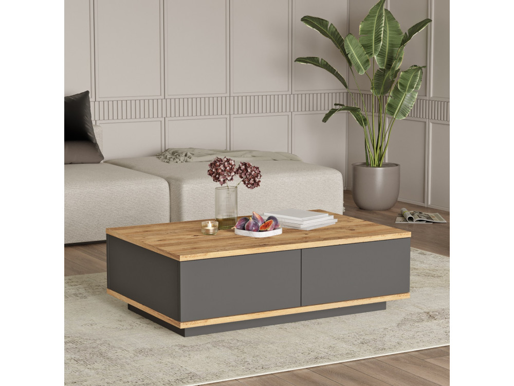 Couchtisch aus Holz "Frew" - 90 x 60 x 28 cm - Braun