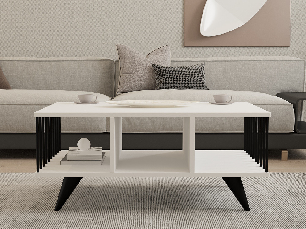 Couchtisch aus Holz "Bert" - 90 x 60 x 40 cm - Weiß