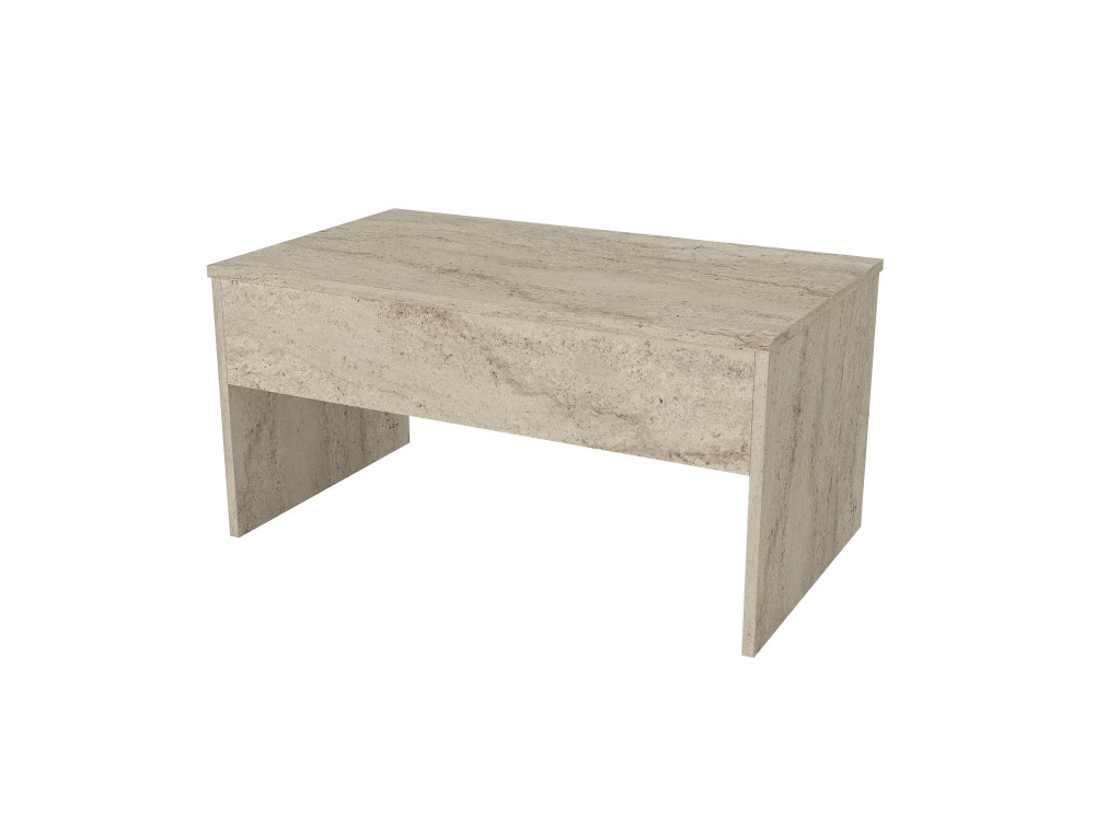Couchtisch mit Aufbewahrungsbox aus Holz "Akilli" - 90 x 45 x 52 cm - Travertin