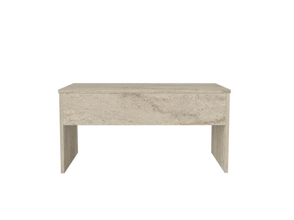 Couchtisch mit Aufbewahrungsbox aus Holz "Akilli" - 90 x 45 x 52 cm - Travertin