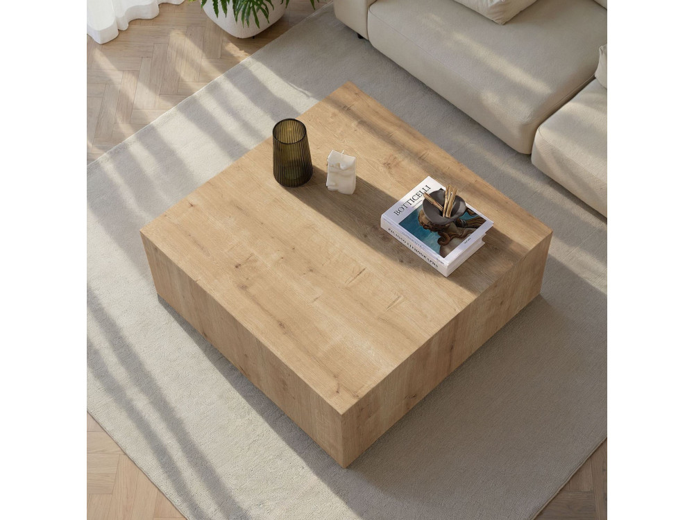 MDF Couchtisch "Prizma" - 90 x 90 x 35 cm - Eiche Saphir