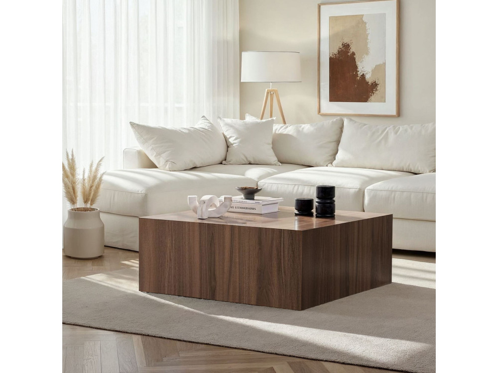 MDF Couchtisch "Prizma" - 90 x 90 x 35 cm - Nussbaum