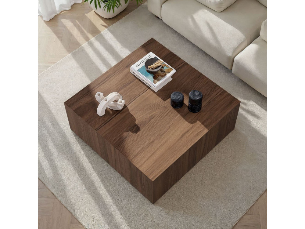 MDF Couchtisch "Prizma" - 90 x 90 x 35 cm - Nussbaum
