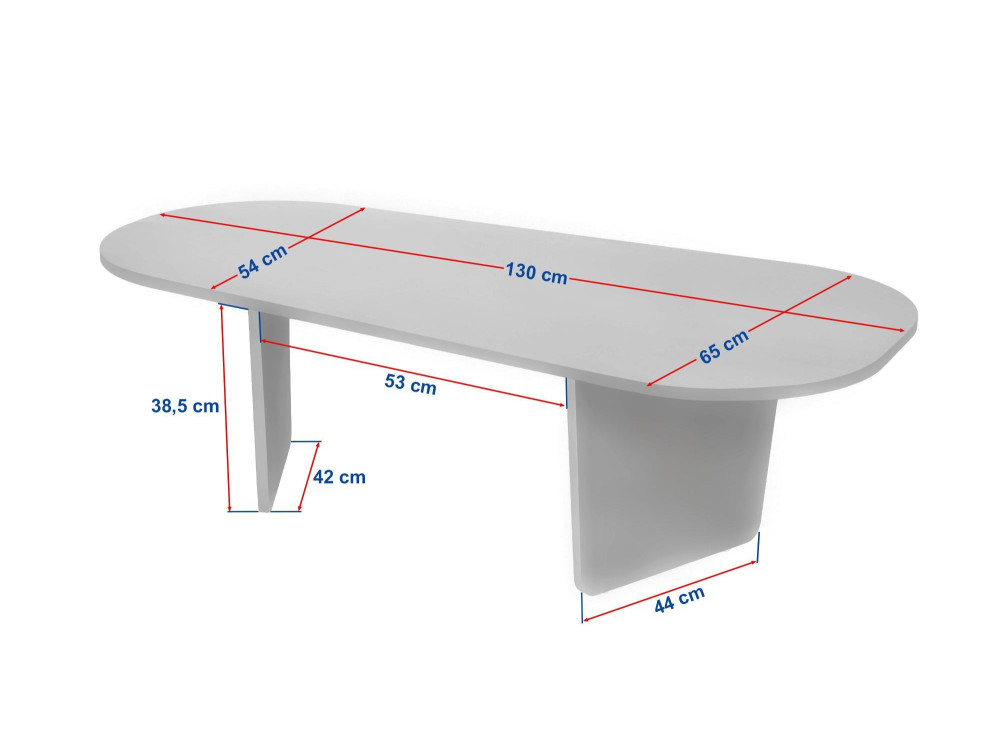Couchtisch aus Holz "Ovalis" - 130 x 65 x 40 cm - Travertin / Nussbaum