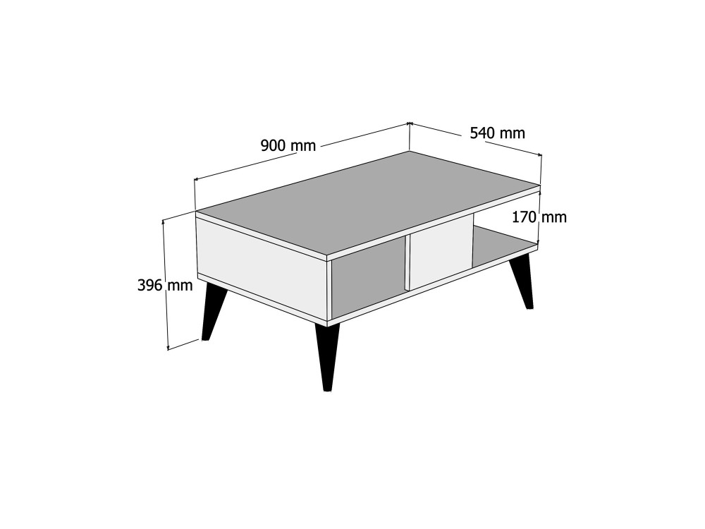 Couchtisch aus Holz "Lidya" - 90 x 54 x 39 cm - Braun