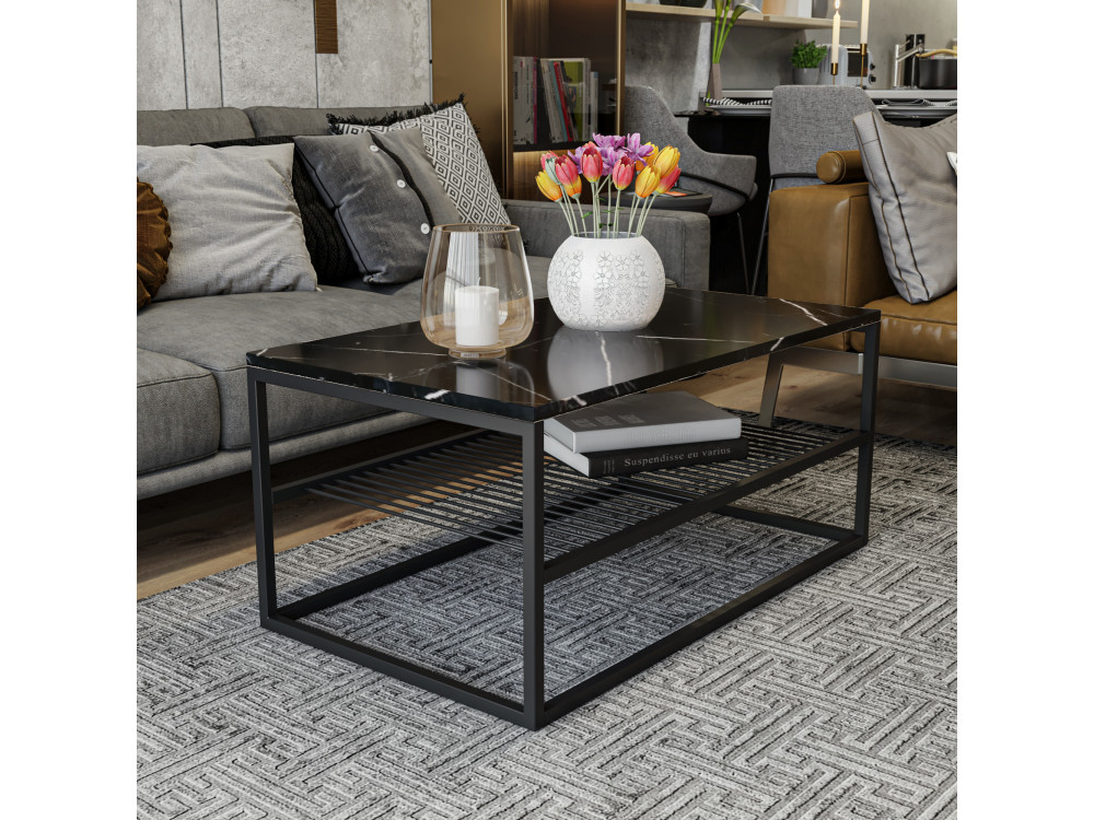 Couchtisch aus Holz "Asude" - 95 x 55 x 42 cm - Schwarz