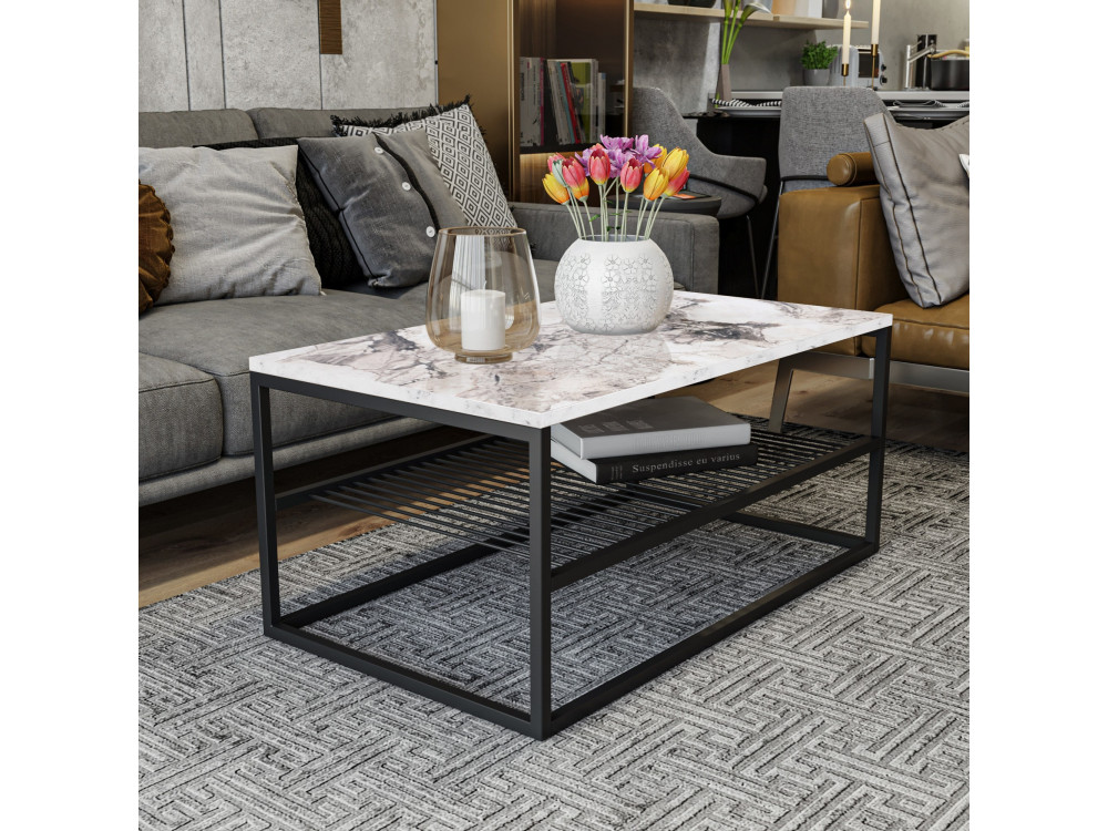 Couchtisch aus Holz "Asude" - 95 x 55 x 42 cm - Weiß