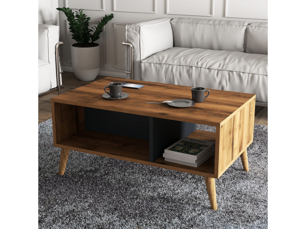 Couchtisch aus Holz "Exxen" - 90 x 41 x 54 cm - Anthrazitgrau