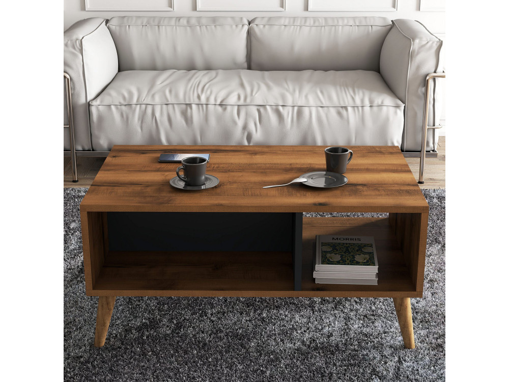 Couchtisch aus Holz "Exxen" - 90 x 41 x 54 cm - Anthrazitgrau