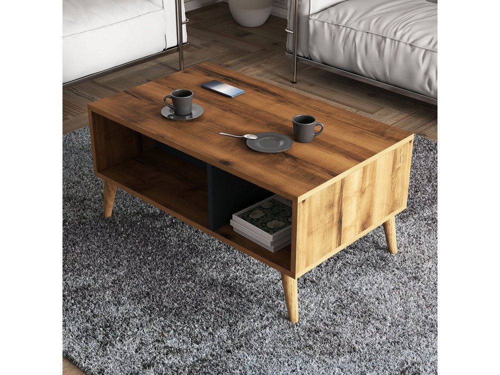 Couchtisch aus Holz "Exxen" - 90 x 41 x 54 cm - Anthrazitgrau