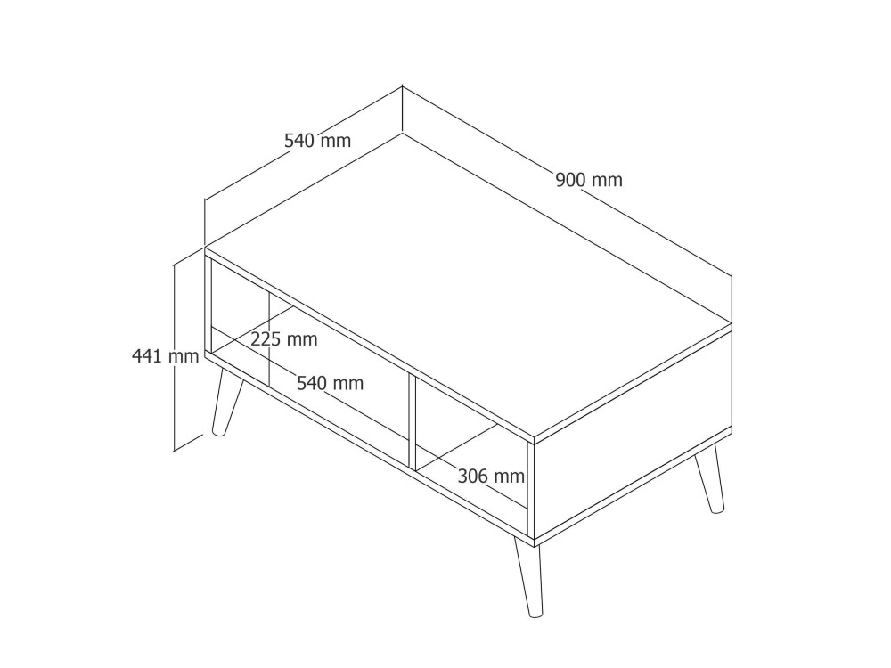 Couchtisch aus Holz "Exxen" - 90 x 41 x 54 cm - Anthrazitgrau