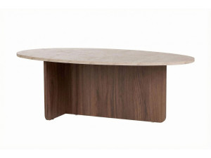 Couchtisch aus Holz "Orba" - 120 x 65 x 40 cm - Travertin