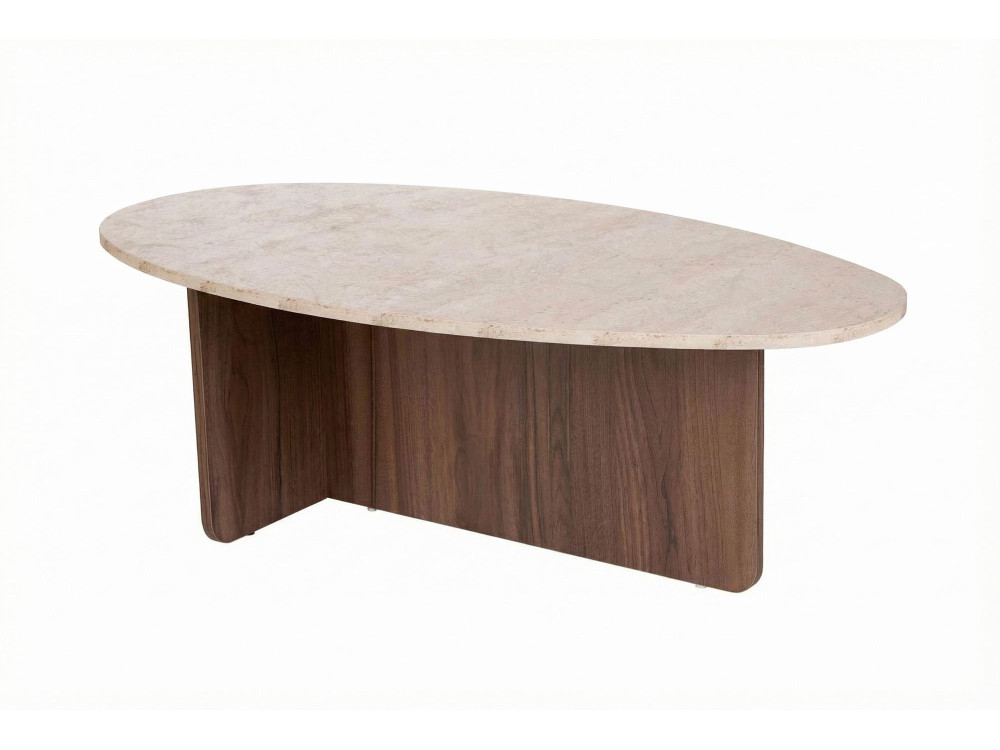 Couchtisch aus Holz "Orba" - 120 x 65 x 40 cm - Travertin