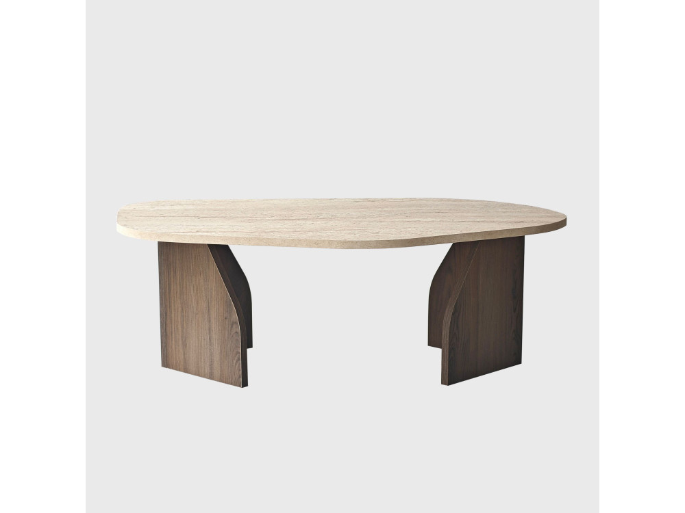 Couchtisch aus Holz "Rock" - 100 x 60 x 35 cm - Travertin