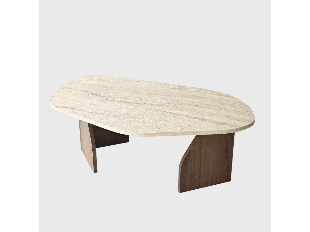 Couchtisch aus Holz "Rock" - 100 x 60 x 35 cm - Travertin