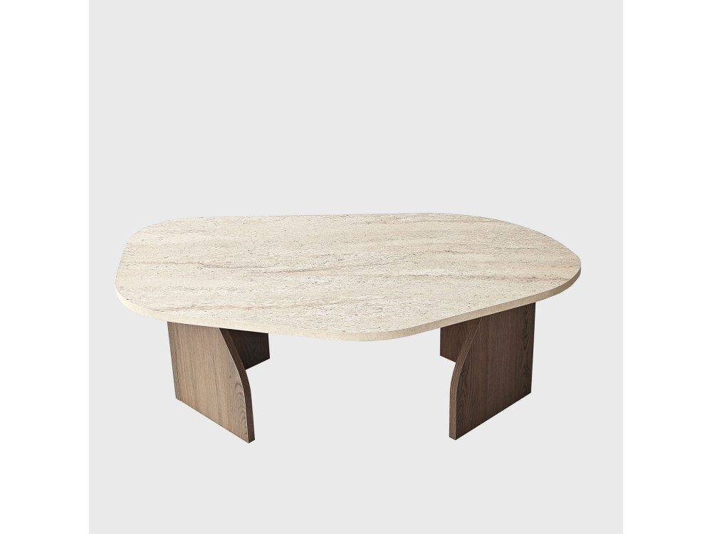 Couchtisch aus Holz "Rock" - 100 x 60 x 35 cm - Travertin