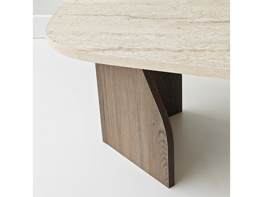 Couchtisch aus Holz "Rock" - 100 x 60 x 35 cm - Travertin