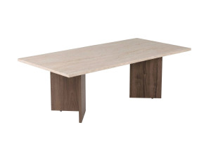 Couchtisch aus Holz "Sabin" - 119 x 60 x 40 cm - Travertin