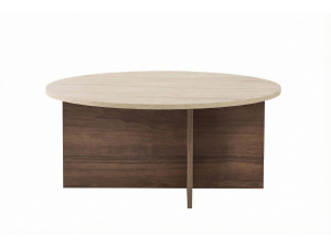 Couchtisch aus Holz "Soleil" - 90 x 90 x 40 cm - Travertin