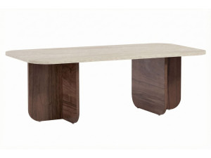 Couchtisch aus Holz "Akira" - 120 x 60 x 41 cm - Travertin