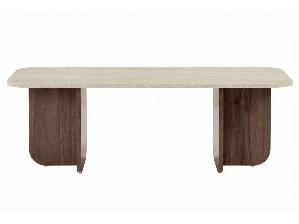 Couchtisch aus Holz "Akira" - 120 x 60 x 41 cm - Travertin