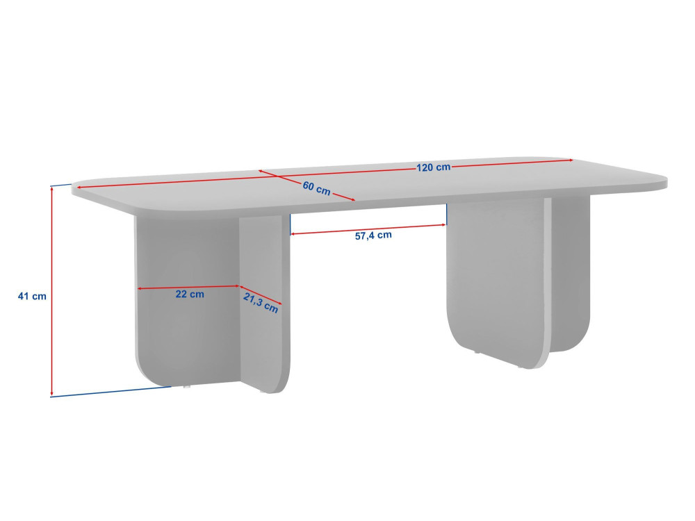 Couchtisch aus Holz "Akira" - 120 x 60 x 41 cm - Travertin