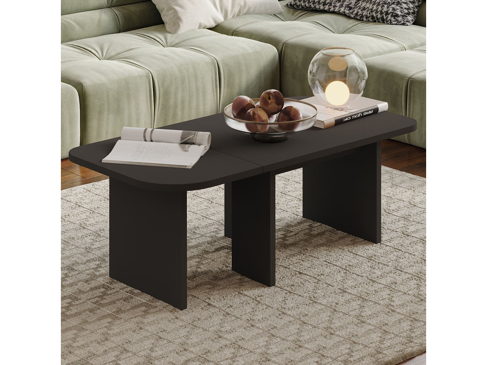 Couchtisch-Set aus Holz "Iris" - 90 x 45 x 35 cm - Anthrazitgrau