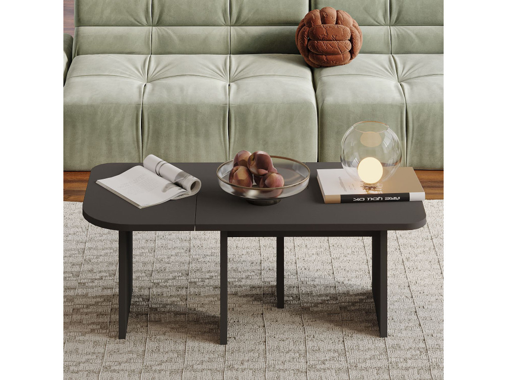Couchtisch-Set aus Holz "Iris" - 90 x 45 x 35 cm - Anthrazitgrau