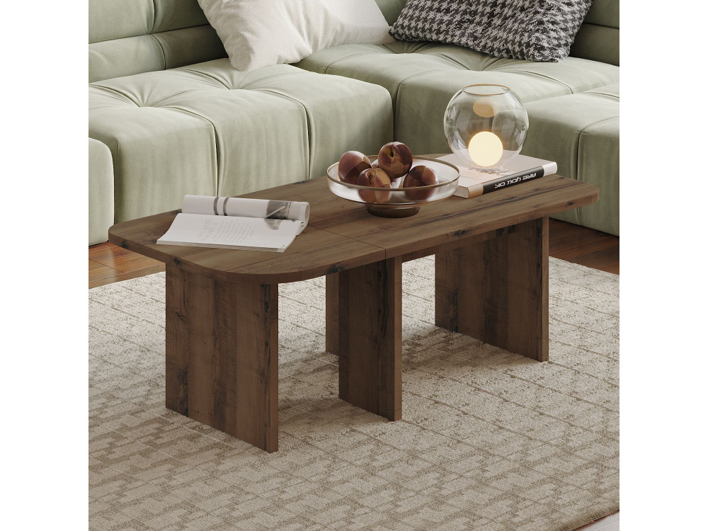 Couchtisch-Set aus Holz "Iris" - 90 x 45 x 35 cm - Braun