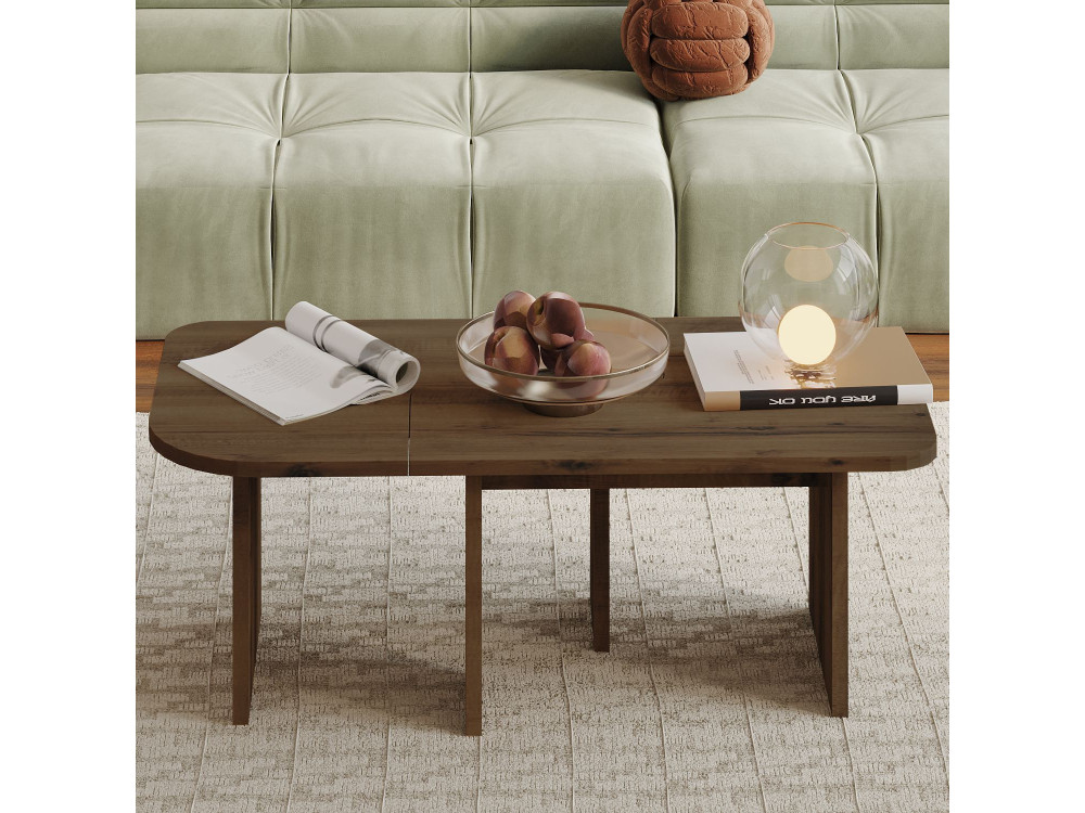 Couchtisch-Set aus Holz "Iris" - 90 x 45 x 35 cm - Braun