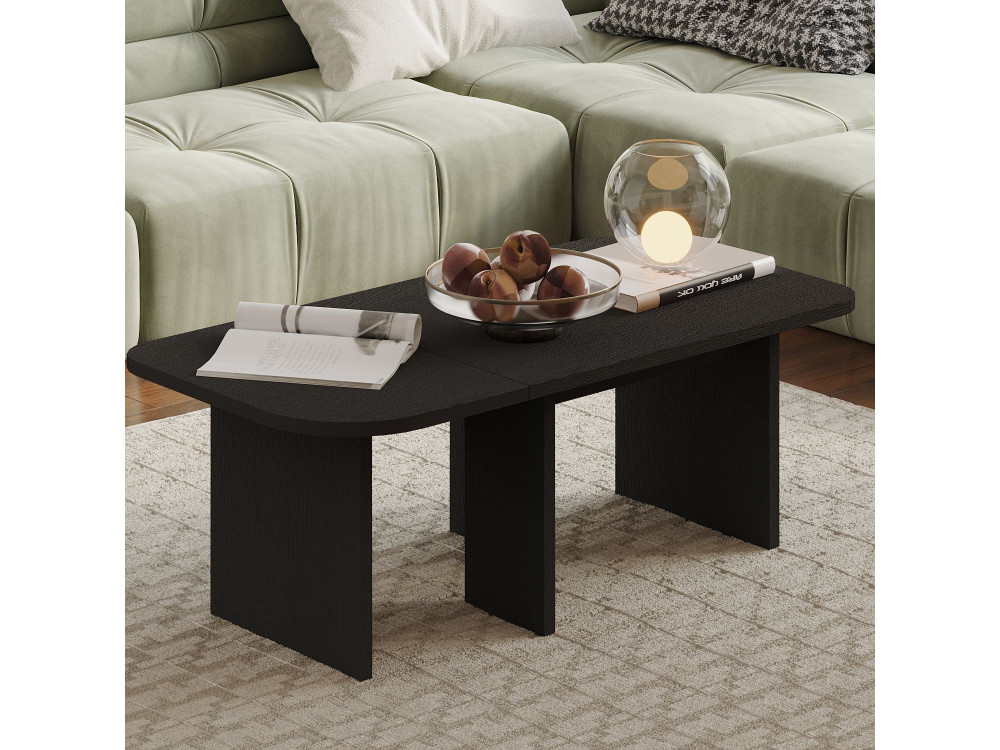 Couchtisch-Set aus Holz "Iris" - 90 x 45 x 35 cm - Schwarz