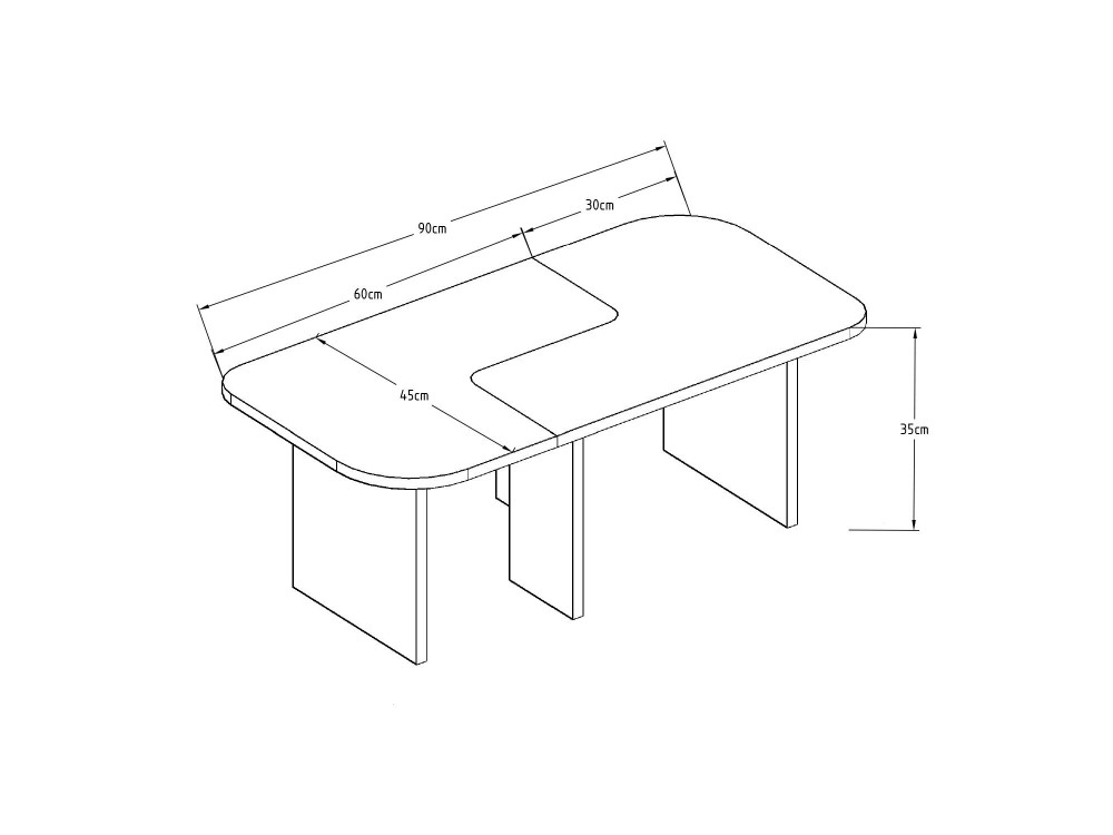 Couchtisch-Set aus Holz "Iris" - 90 x 45 x 35 cm - Travertin