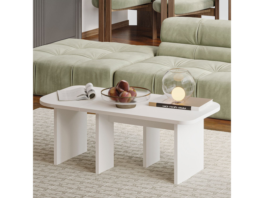 Couchtisch-Set aus Holz "Iris" - 90 x 45 x 35 cm - Weiß