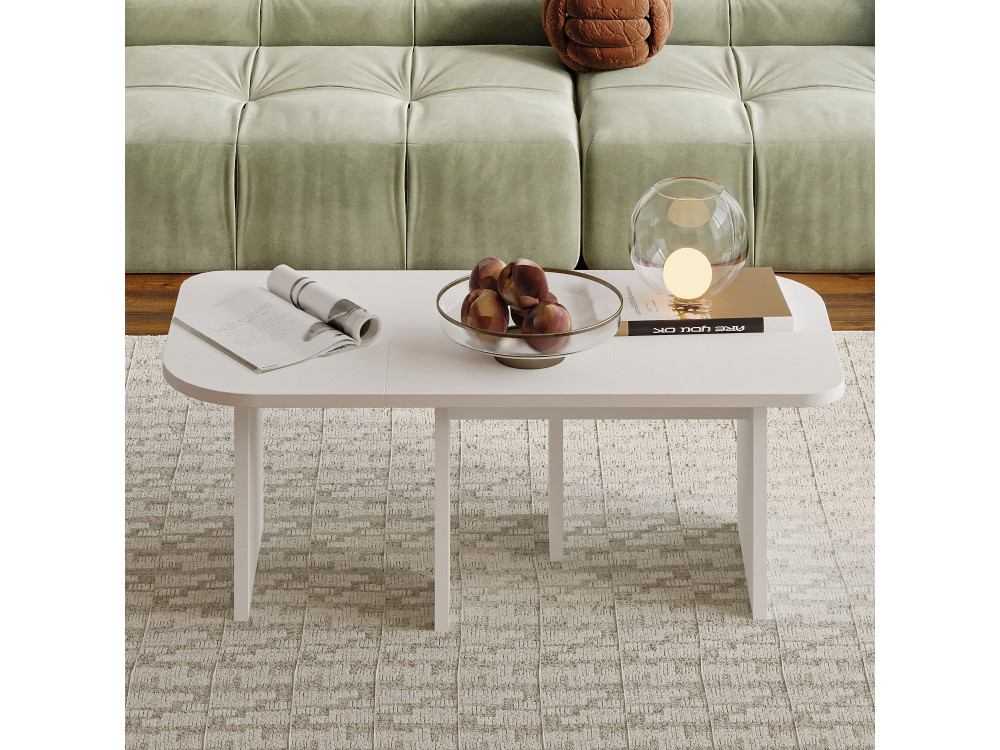 Couchtisch-Set aus Holz "Iris" - 90 x 45 x 35 cm - Weiß