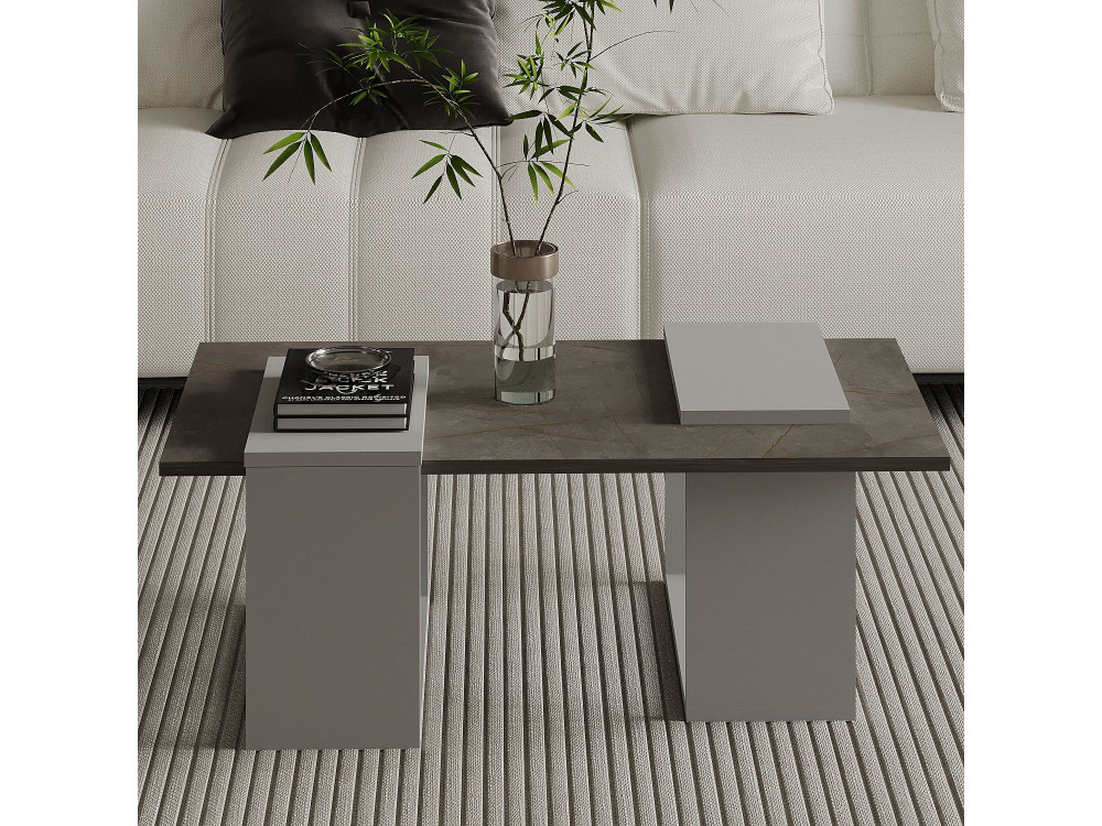 Couchtisch aus Holz "Matris" - 90 x 46 x 37 cm - Grau
