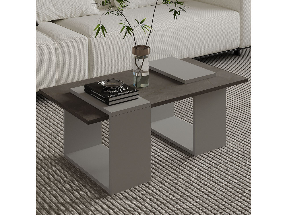 Couchtisch aus Holz "Matris" - 90 x 46 x 37 cm - Grau