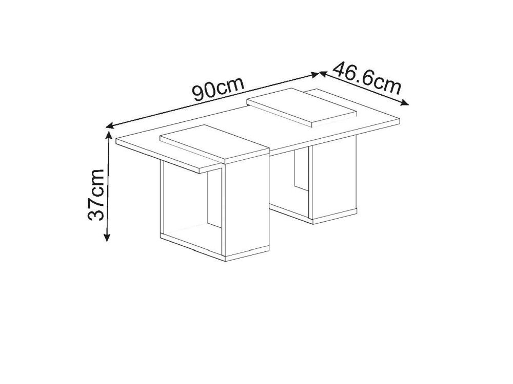 Couchtisch aus Holz "Matris" - 90 x 46 x 37 cm - Grau