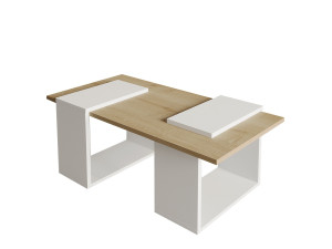 Couchtisch aus Holz "Matris" - 90 x 46 x 37 cm - Weiß