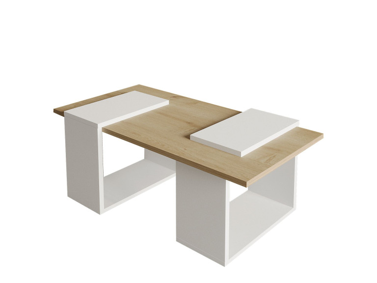 Couchtisch aus Holz "Matris" - 90 x 46 x 37 cm - Weiß